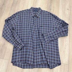 Faconnable long sleeve button down collared blue brown check XXL